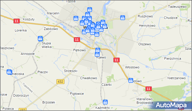 mapa Kijewo gmina Środa Wielkopolska, Kijewo gmina Środa Wielkopolska na mapie Targeo