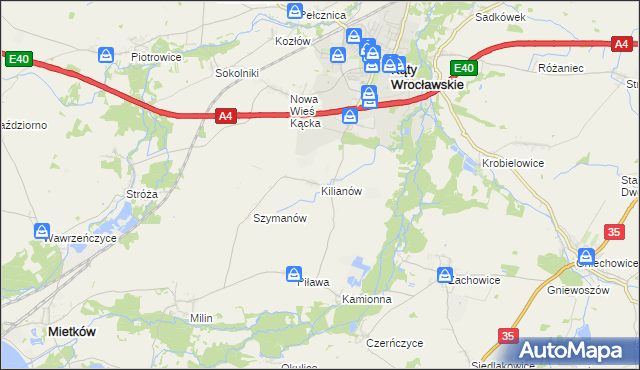 mapa Kilianów, Kilianów na mapie Targeo