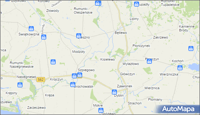 mapa Kisielewo gmina Dobrzyń nad Wisłą, Kisielewo gmina Dobrzyń nad Wisłą na mapie Targeo