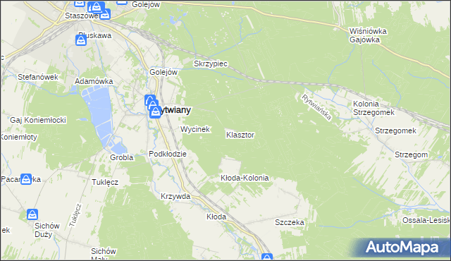 mapa Klasztor gmina Rytwiany, Klasztor gmina Rytwiany na mapie Targeo