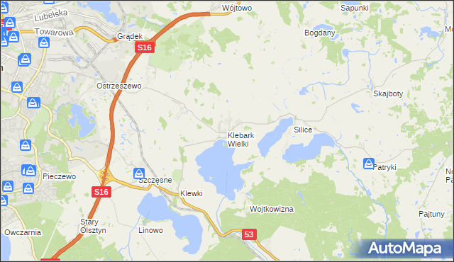 mapa Klebark Wielki, Klebark Wielki na mapie Targeo