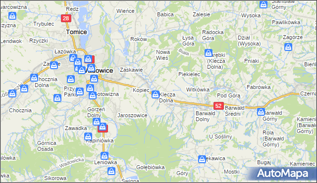 mapa Klecza Dolna, Klecza Dolna na mapie Targeo