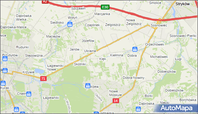 mapa Klęk, Klęk na mapie Targeo