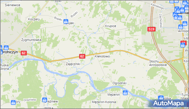 mapa Klekotowo gmina Siemiatycze, Klekotowo gmina Siemiatycze na mapie Targeo