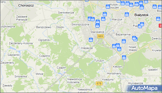 mapa Klepacze gmina Choroszcz, Klepacze gmina Choroszcz na mapie Targeo