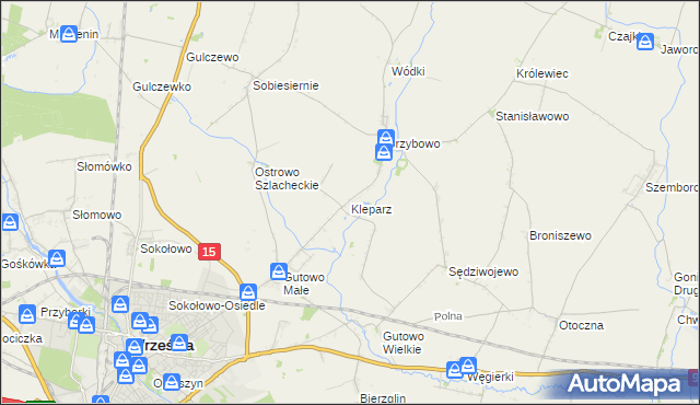 mapa Kleparz gmina Września, Kleparz gmina Września na mapie Targeo