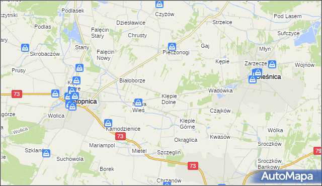 mapa Klępie Dolne, Klępie Dolne na mapie Targeo