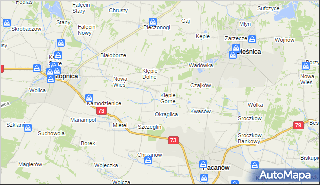 mapa Klępie Górne, Klępie Górne na mapie Targeo