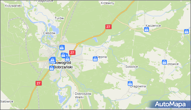 mapa Klępina, Klępina na mapie Targeo