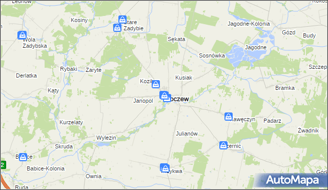mapa Kłoczew, Kłoczew na mapie Targeo