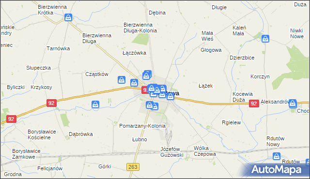 mapa Kłodawa powiat kolski, Kłodawa powiat kolski na mapie Targeo