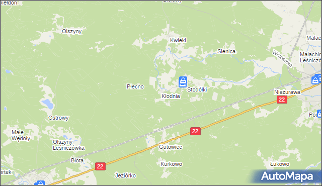 mapa Kłodnia gmina Czersk, Kłodnia gmina Czersk na mapie Targeo