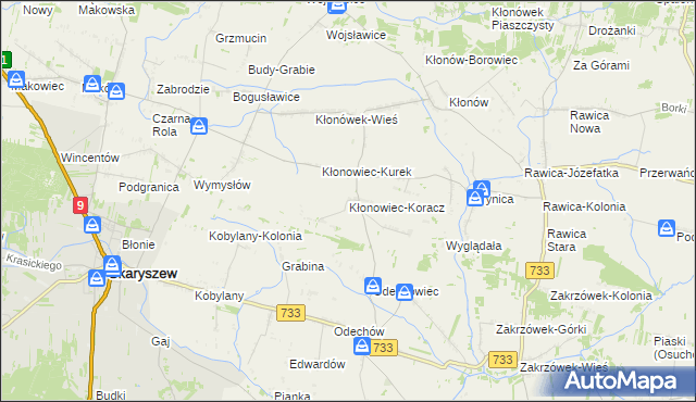 mapa Kłonowiec-Koracz, Kłonowiec-Koracz na mapie Targeo