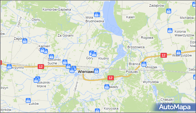 mapa Kłudno gmina Wieniawa, Kłudno gmina Wieniawa na mapie Targeo
