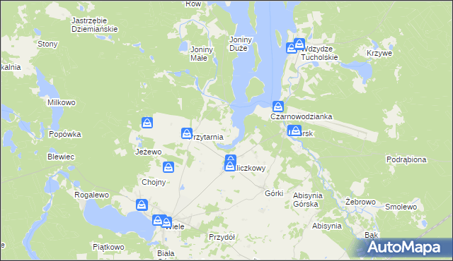 mapa Knieja gmina Karsin, Knieja gmina Karsin na mapie Targeo