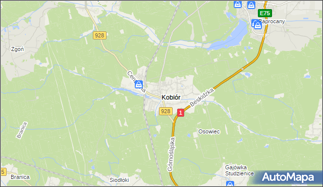 mapa Kobiór, Kobiór na mapie Targeo