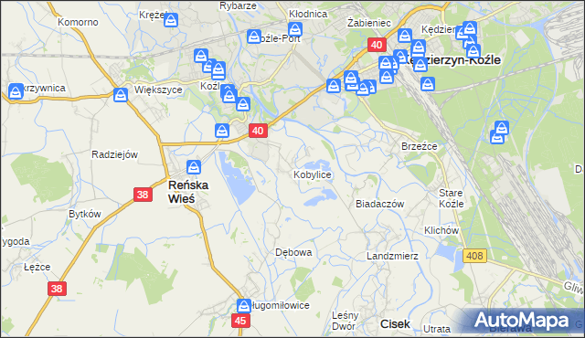 mapa Kobylice gmina Cisek, Kobylice gmina Cisek na mapie Targeo