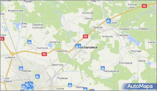 mapa Kochanowice, Kochanowice na mapie Targeo