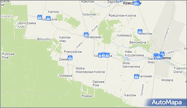mapa Kochanówka gmina Sienno, Kochanówka gmina Sienno na mapie Targeo