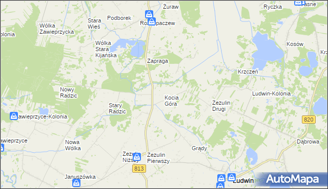 mapa Kocia Góra gmina Ludwin, Kocia Góra gmina Ludwin na mapie Targeo