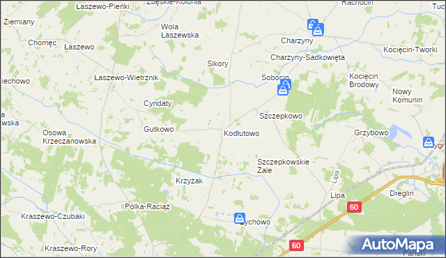mapa Kodłutowo, Kodłutowo na mapie Targeo