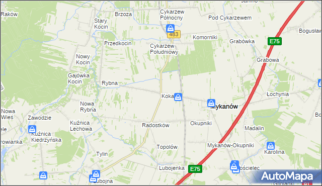 mapa Kokawa, Kokawa na mapie Targeo