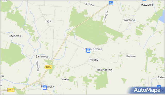 mapa Kolano-Kolonia, Kolano-Kolonia na mapie Targeo