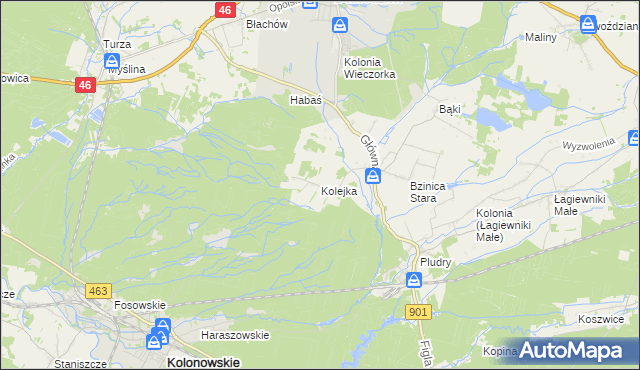 mapa Kolejka, Kolejka na mapie Targeo