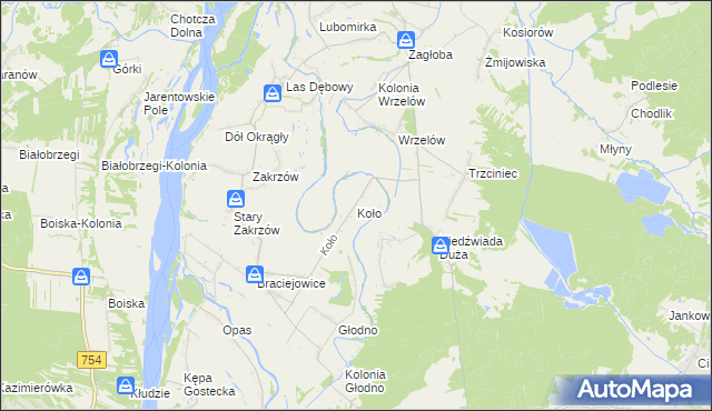 mapa Koło gmina Łaziska, Koło gmina Łaziska na mapie Targeo
