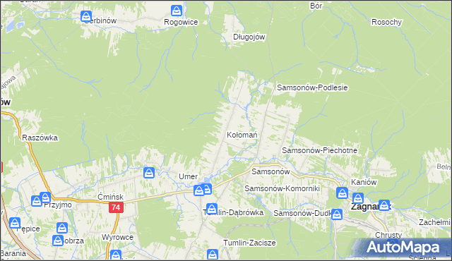 mapa Kołomań, Kołomań na mapie Targeo