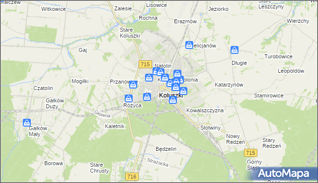 mapa Koluszki, Koluszki na mapie Targeo