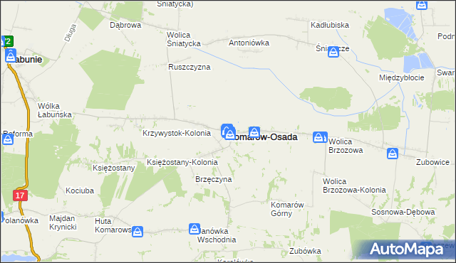 mapa Komarów-Osada, Komarów-Osada na mapie Targeo