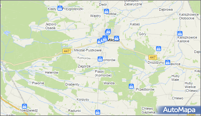 mapa Komorów gmina Mikstat, Komorów gmina Mikstat na mapie Targeo