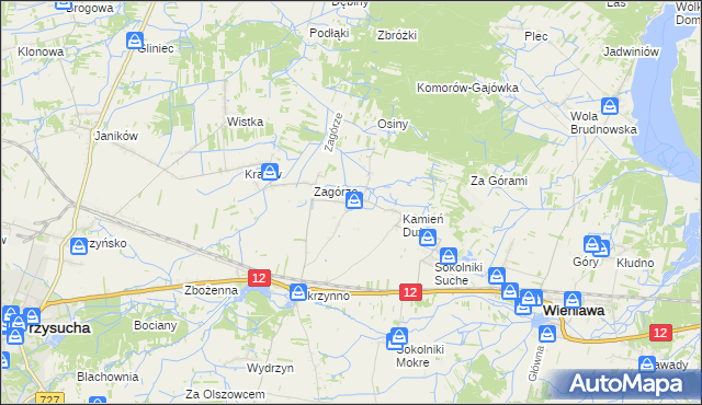 mapa Komorów gmina Wieniawa, Komorów gmina Wieniawa na mapie Targeo