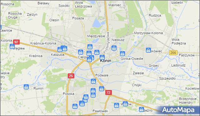 mapa Konina, Konin na mapie Targeo