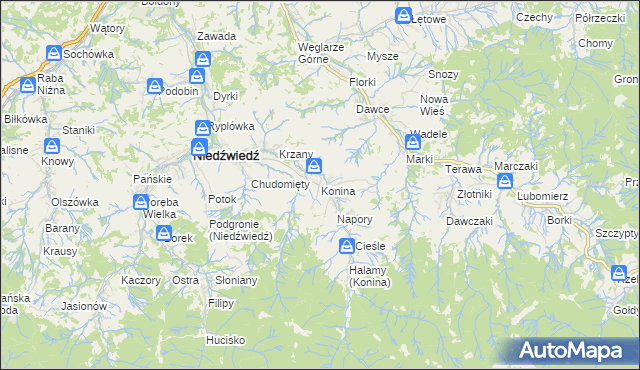 mapa Konina, Konina na mapie Targeo