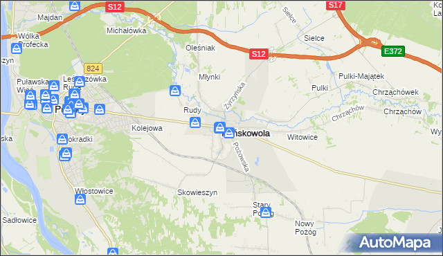 mapa Końskowola, Końskowola na mapie Targeo