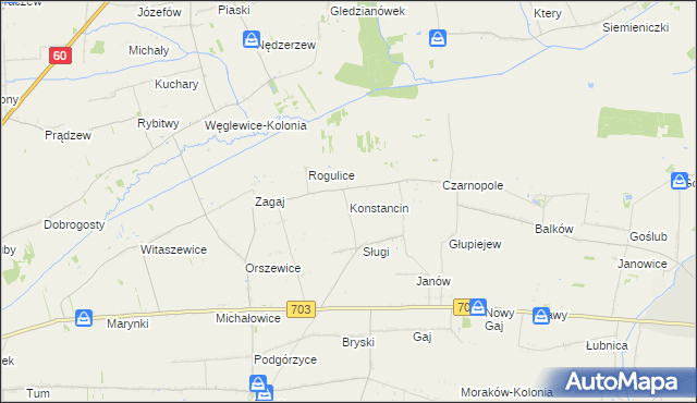 mapa Konstancin gmina Góra Świętej Małgorzaty, Konstancin gmina Góra Świętej Małgorzaty na mapie Targeo