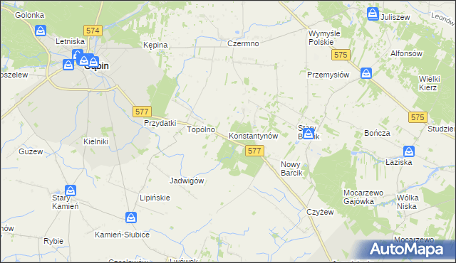 mapa Konstantynów gmina Gąbin, Konstantynów gmina Gąbin na mapie Targeo