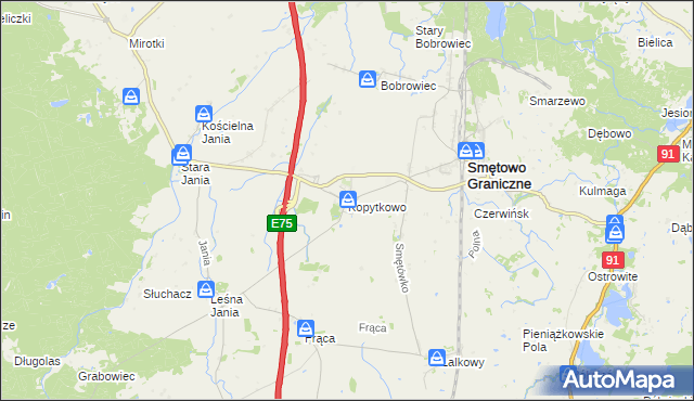 mapa Kopytkowo gmina Smętowo Graniczne, Kopytkowo gmina Smętowo Graniczne na mapie Targeo