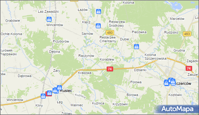 mapa Korablew, Korablew na mapie Targeo