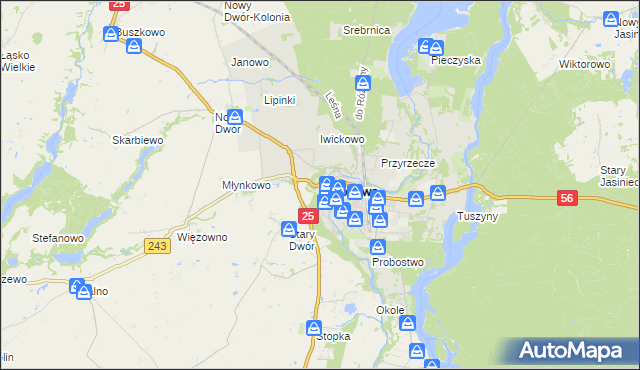 mapa Koronowo powiat bydgoski, Koronowo powiat bydgoski na mapie Targeo