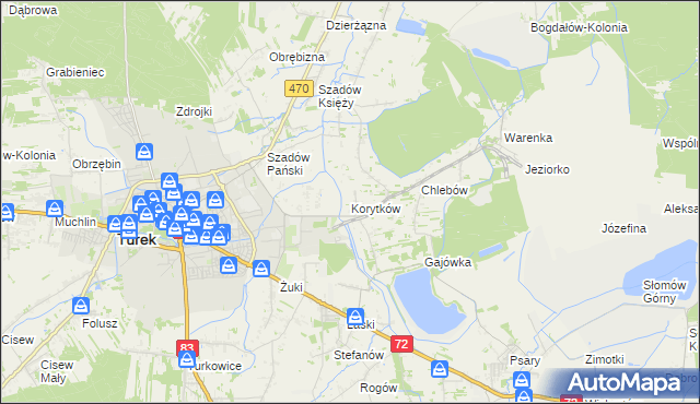 mapa Korytków gmina Turek, Korytków gmina Turek na mapie Targeo