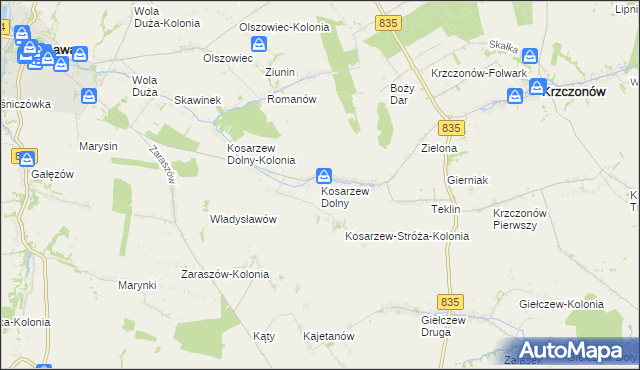 mapa Kosarzew Dolny, Kosarzew Dolny na mapie Targeo
