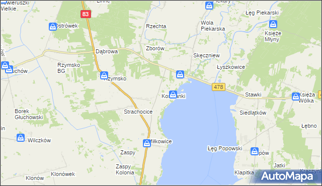 mapa Kościanki gmina Dobra, Kościanki gmina Dobra na mapie Targeo