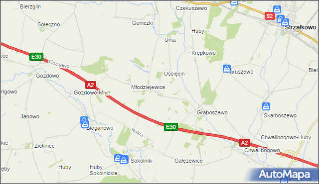 mapa Kościanki gmina Strzałkowo, Kościanki gmina Strzałkowo na mapie Targeo