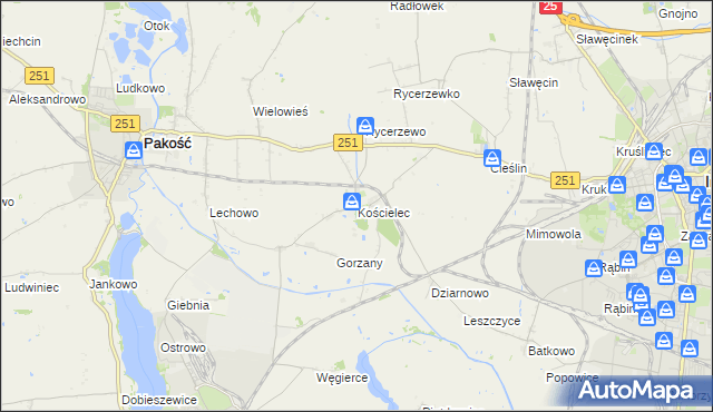 mapa Kościelec gmina Pakość, Kościelec gmina Pakość na mapie Targeo