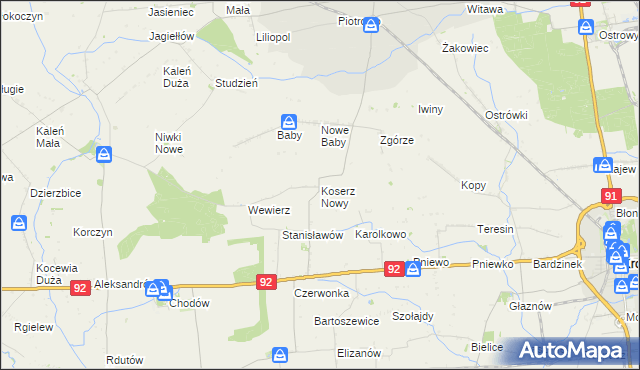 mapa Koserz Nowy, Koserz Nowy na mapie Targeo