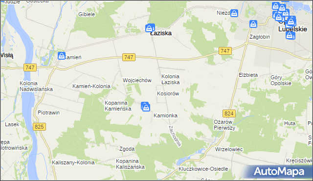 mapa Kosiorów gmina Łaziska, Kosiorów gmina Łaziska na mapie Targeo