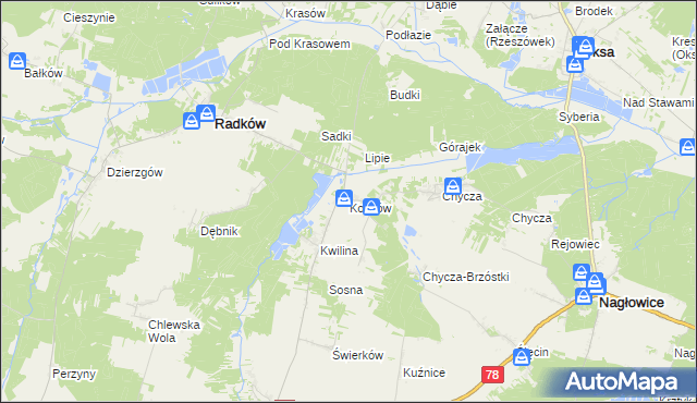 mapa Kossów, Kossów na mapie Targeo